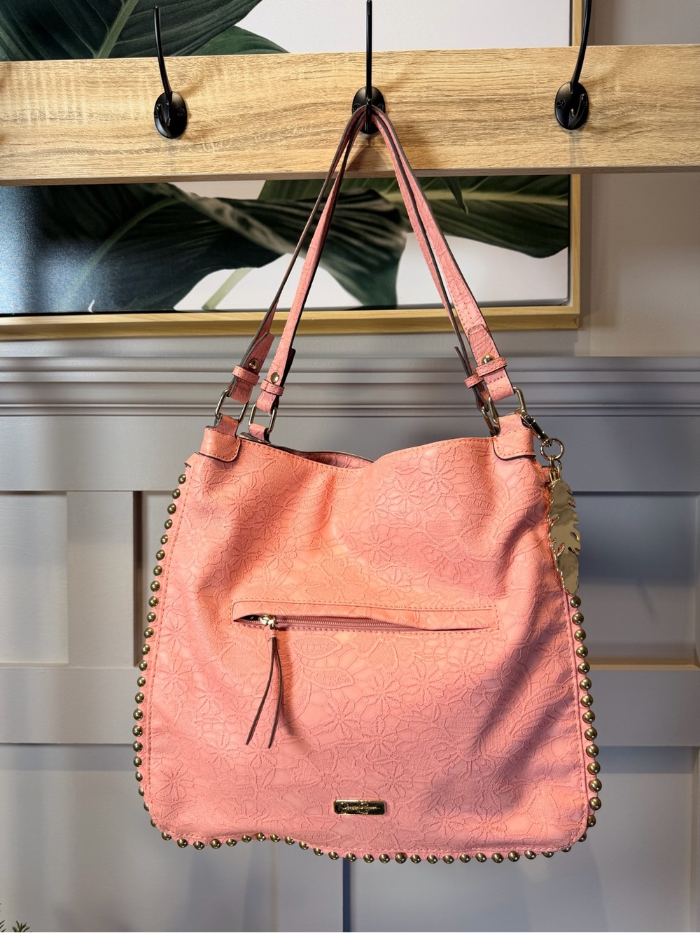 Jessica Simpson Women's Embossed Floral Tote Bag in Peach Pink